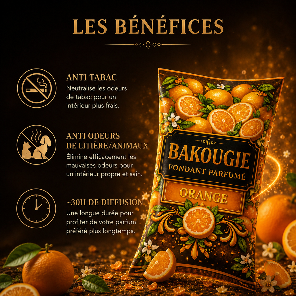 Fondant parfumé Orange Bakonette Bakougie — ambiance fraîche et fruitée