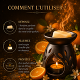 Fondant parfumé Orange Bakonette Bakougie utilisé avec un brûle-parfum