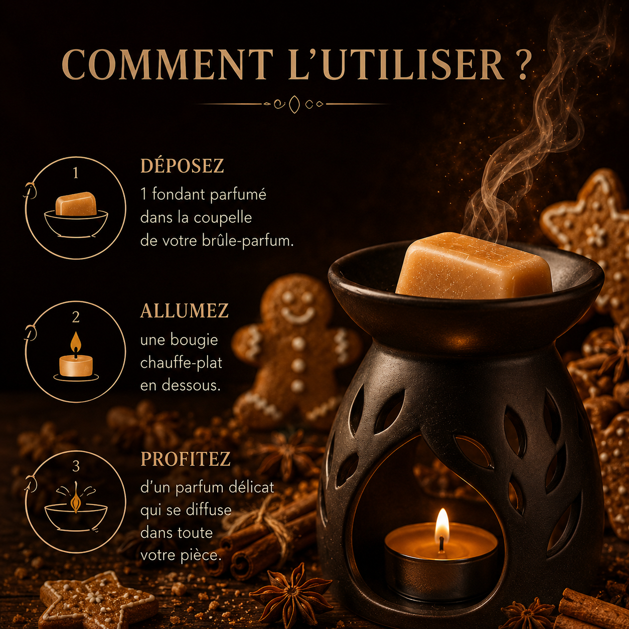 Fondant parfumé Pain d’épices Bakonette Bakougie — ambiance biscuit de Noël