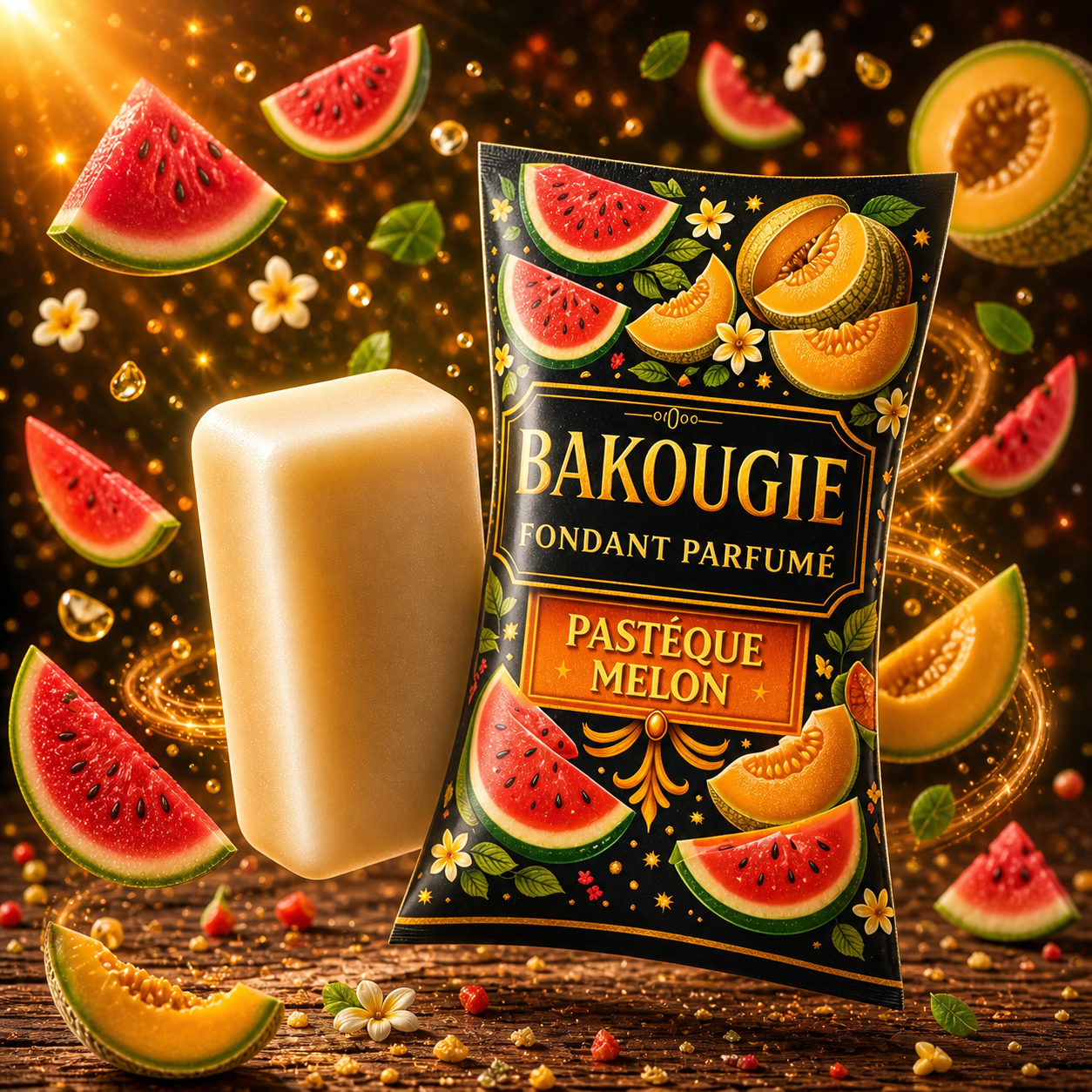 Fondant parfumé pastèque melon Bakougie cire végétale parfum fruité gourmand été