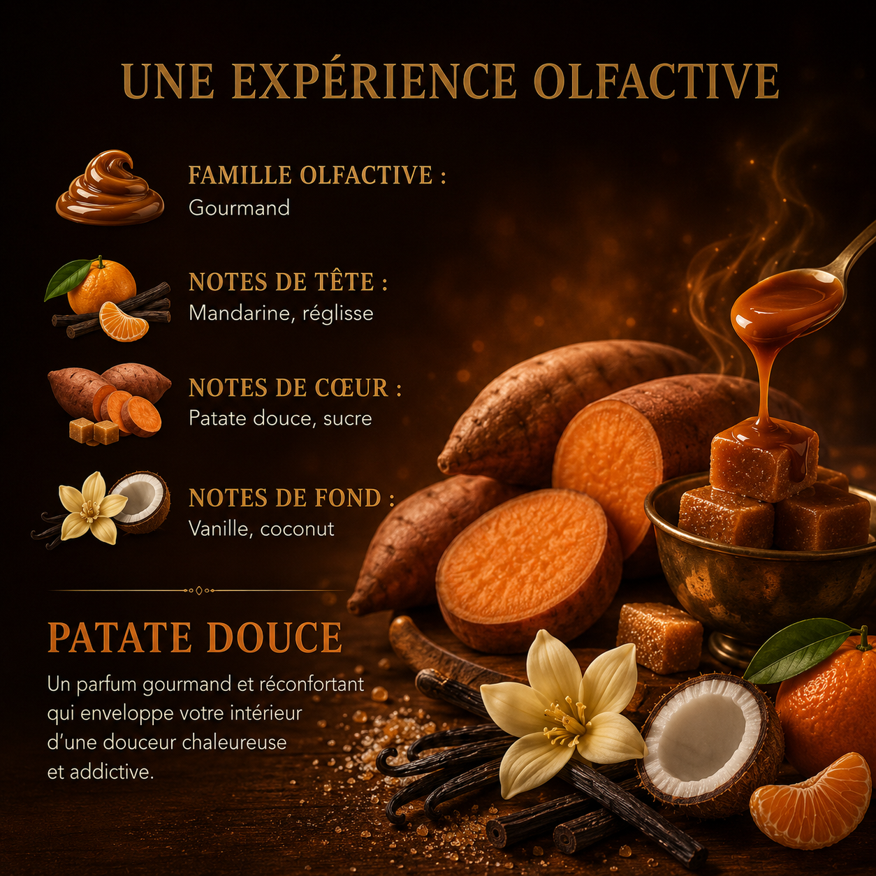 Fondant parfumé Patate douce Bakonette Bakougie — notes de vanille et noix de coco