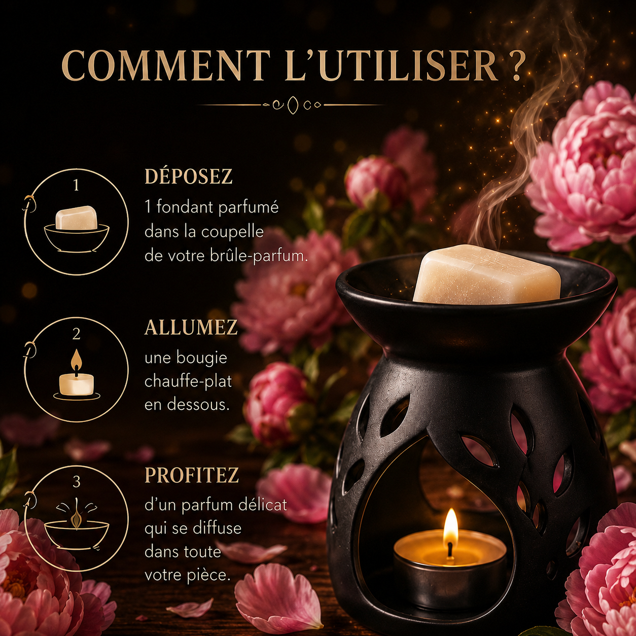 Fondant parfumé Pivoine Bakonette Bakougie — notes de musc et vanille