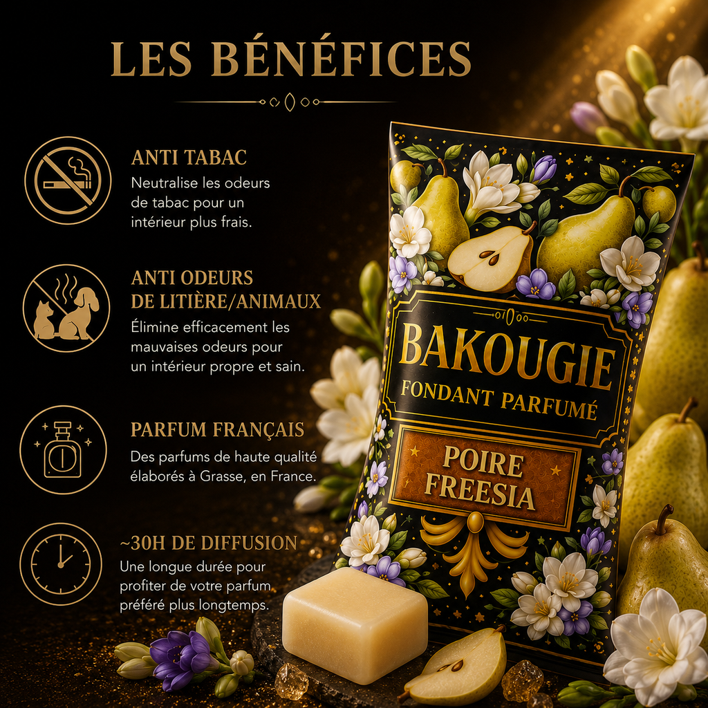 Fondant parfumé Poire freesia Bakonette Bakougie — ambiance fruitée et florale