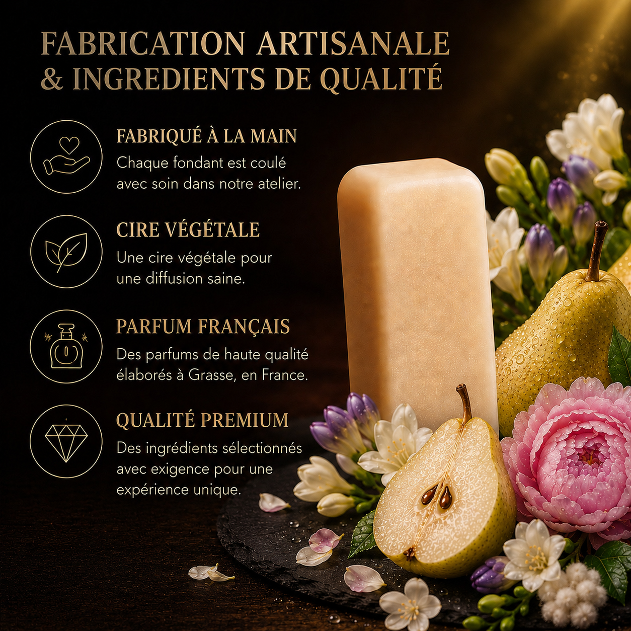 Fondant parfumé Poire freesia Bakonette Bakougie — fabrication artisanale