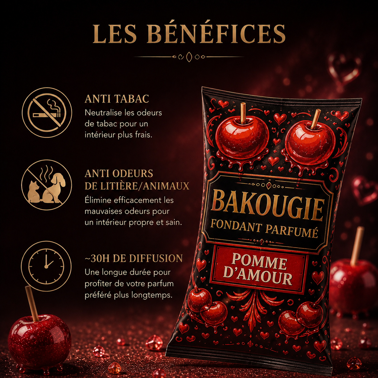 Fondant parfumé Pomme d’Amour Bakonette Bakougie — ambiance fête foraine