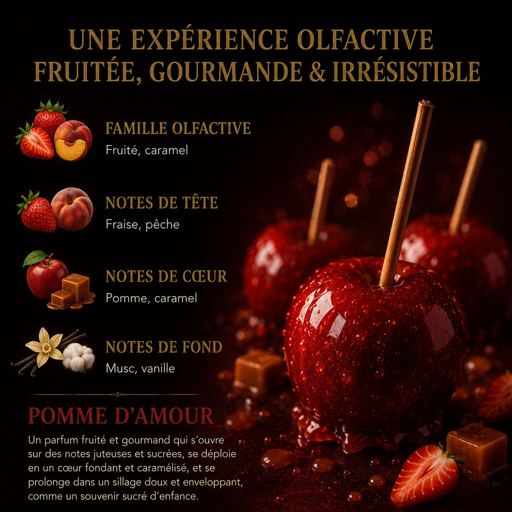 Fondant parfumé Pomme d’Amour Bakonette Bakougie — notes de fraise, caramel et vanille