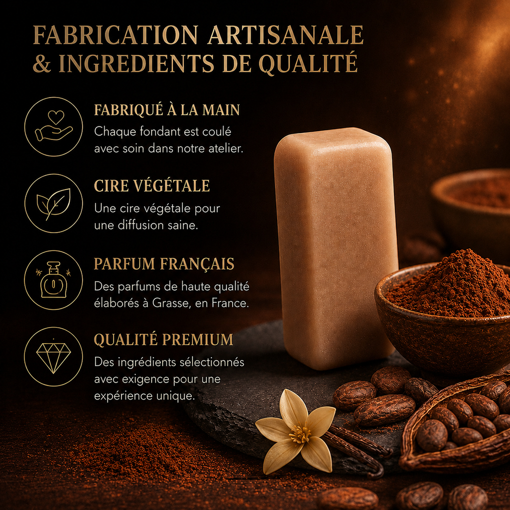 Fondant parfumé Poudre de cacao Bakonette Bakougie — ambiance chocolat chaud