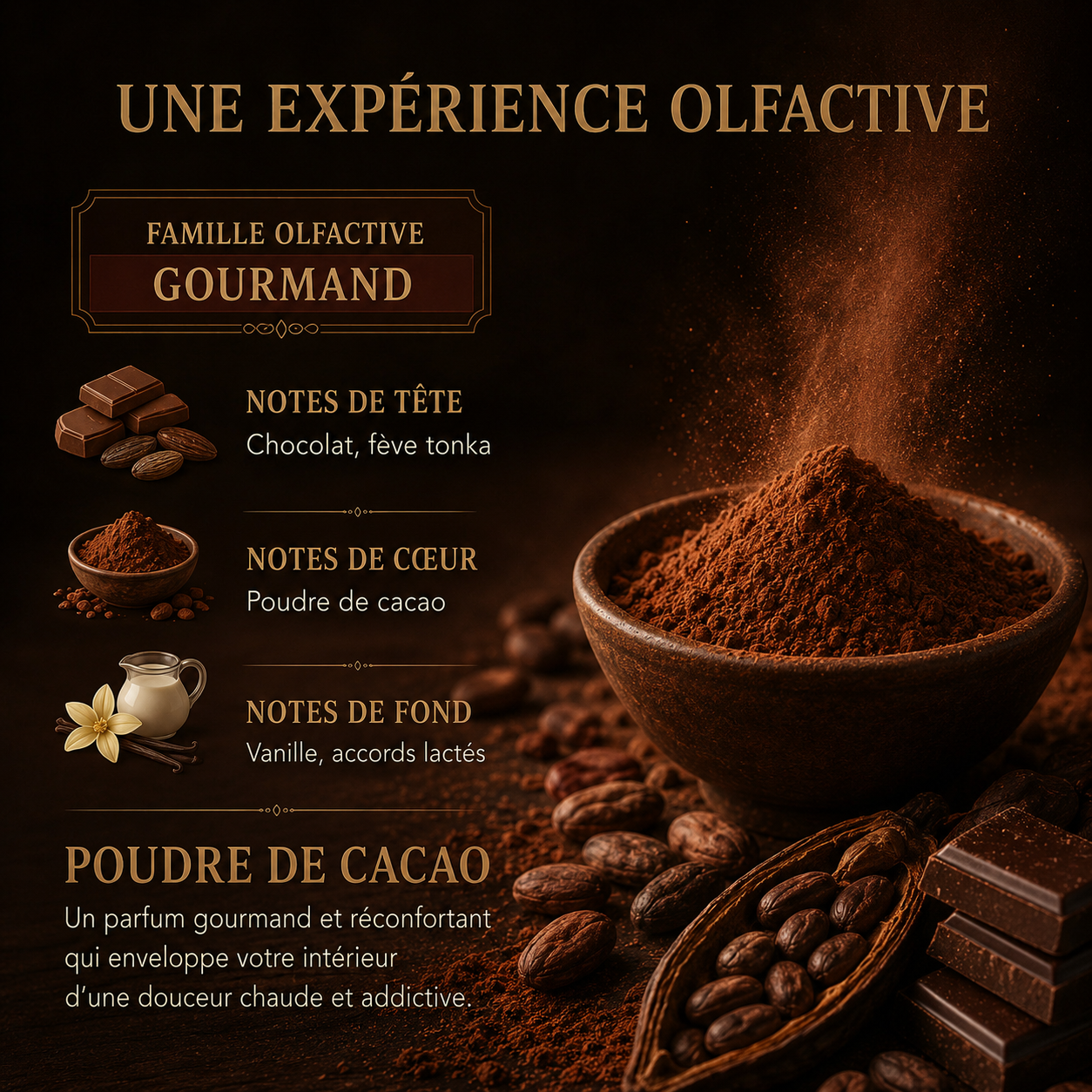 Fondant parfumé Poudre de cacao Bakonette Bakougie — parfum chocolaté et vanillé