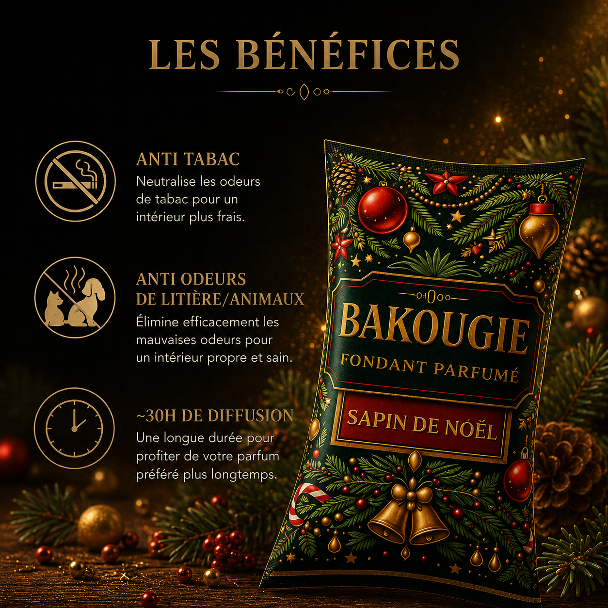 Fondant parfumé Sapin Bakonette Bakougie — ambiance festive de Noël