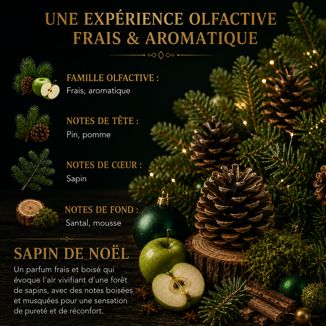 Fondant parfumé Sapin Bakonette Bakougie — notes de pin, pomme, mousse et santal
