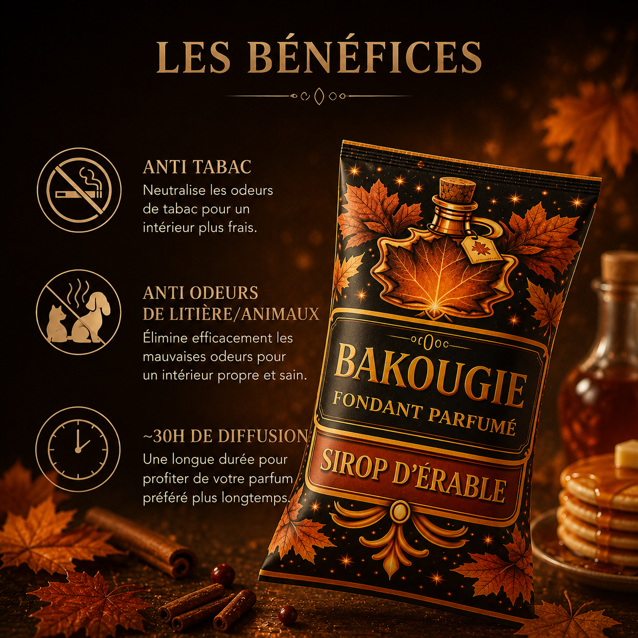 Fondant parfumé Sirop d’érable Bakonette Bakougie — ambiance chaleureuse et gourmande
