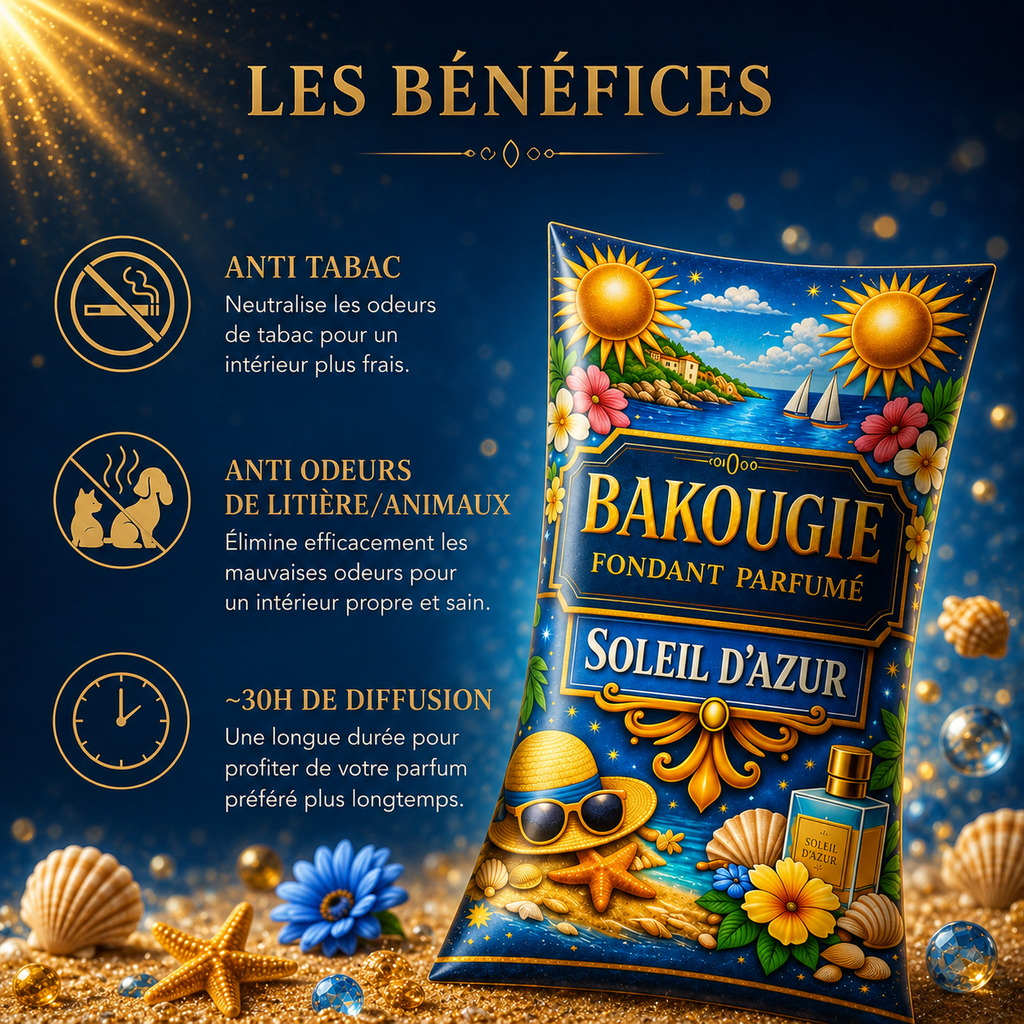 Fondant parfumé Soleil d’azur Bakonette Bakougie — ambiance solaire et exotique