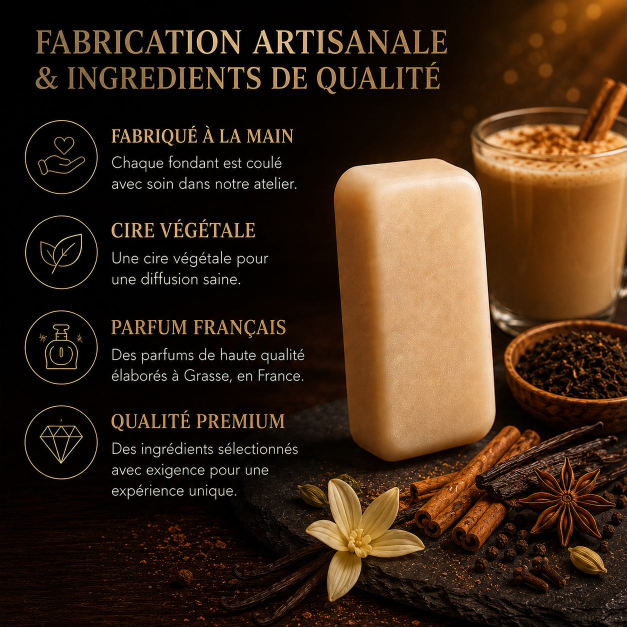 Fondant parfumé Thé chaï latte Bakonette Bakougie — fabrication artisanale