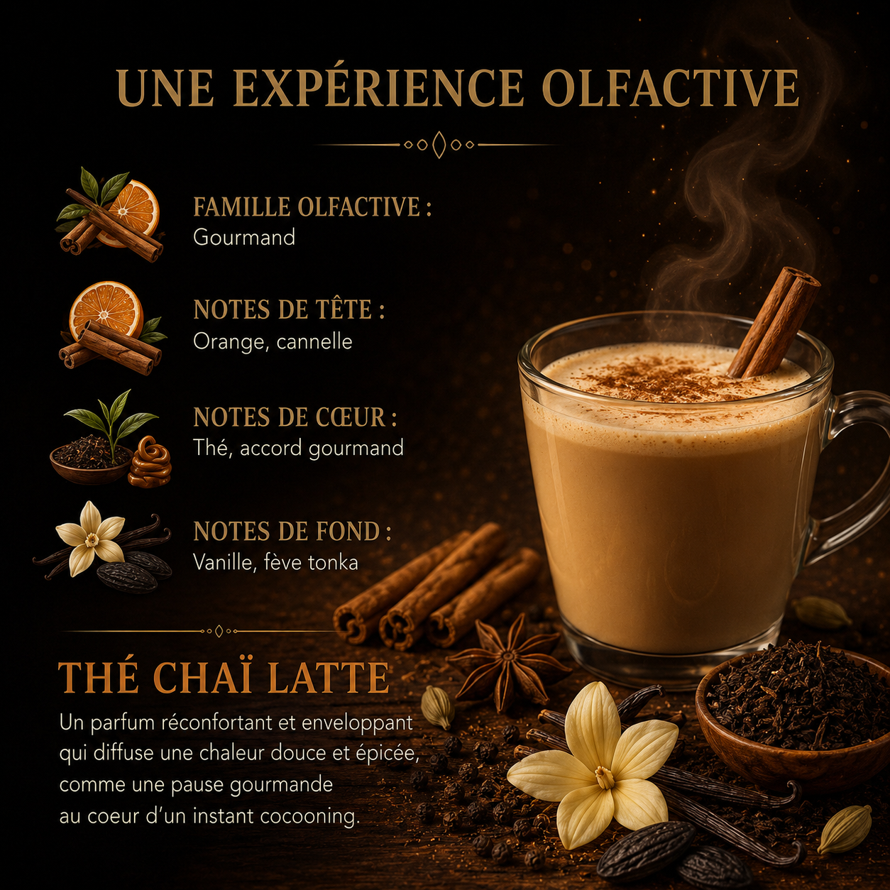 Fondant parfumé Thé chaï latte Bakonette Bakougie — notes de vanille et fève tonka