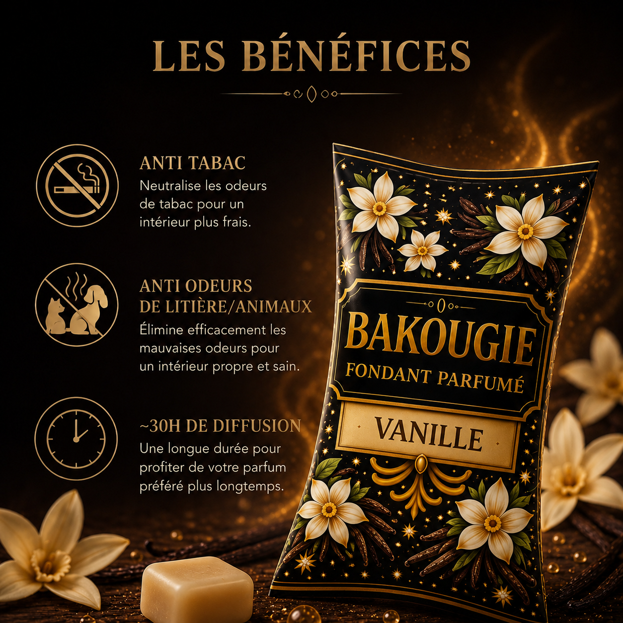 Fondant parfumé Vanille Bakonette Bakougie — ambiance douce et cocooning