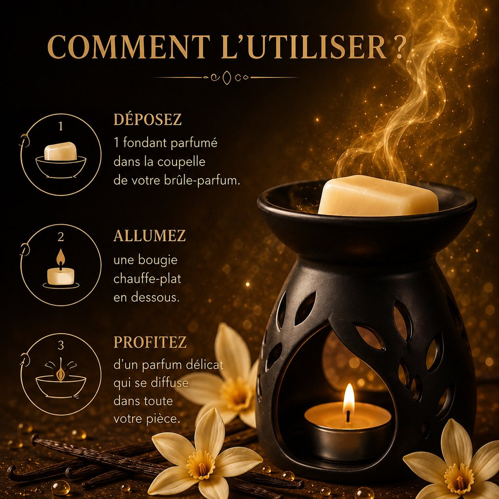 Fondant parfumé Vanille Bakonette Bakougie utilisé avec un brûle-parfum