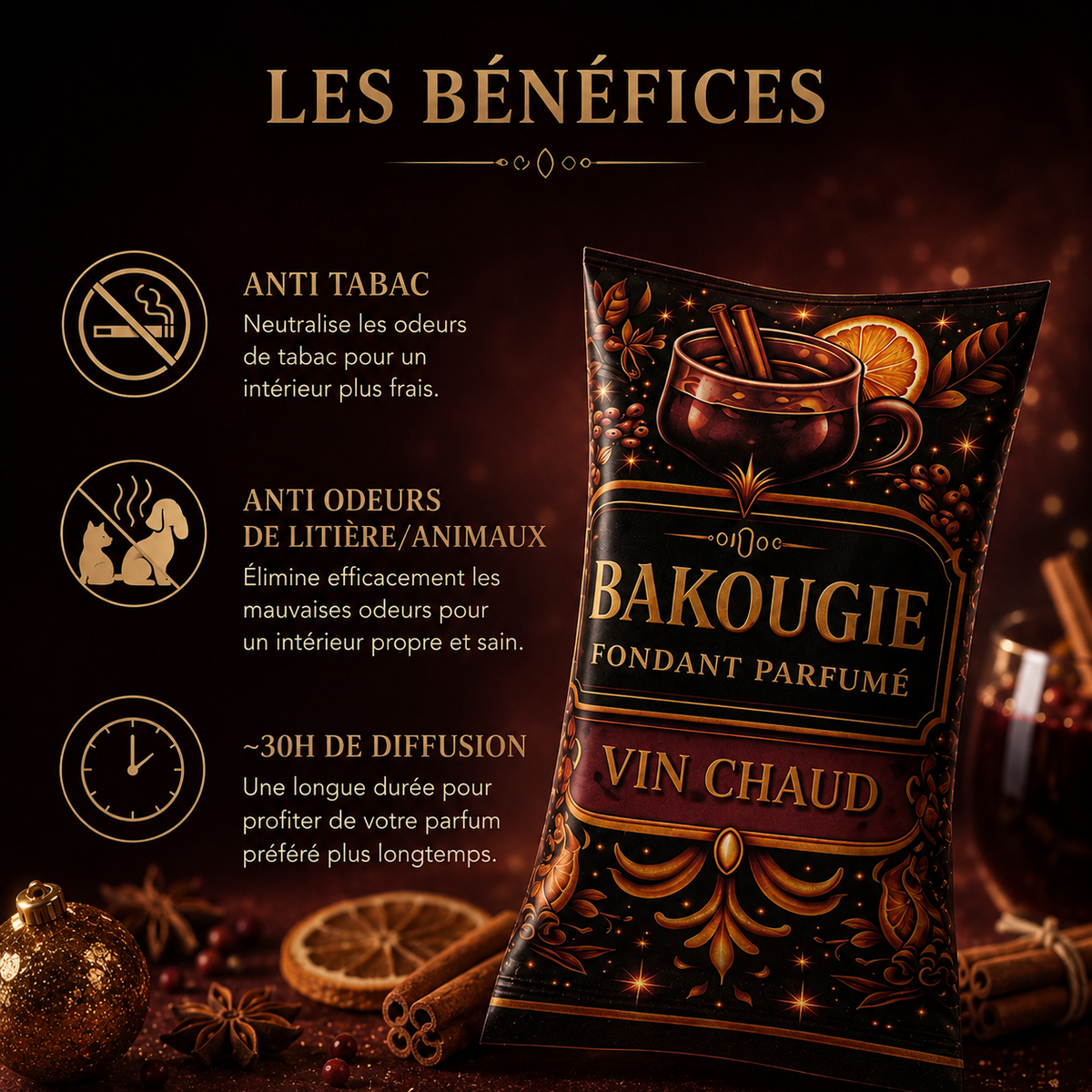 Fondant parfumé Vin chaud Bakonette Bakougie — ambiance chaleureuse et épicée