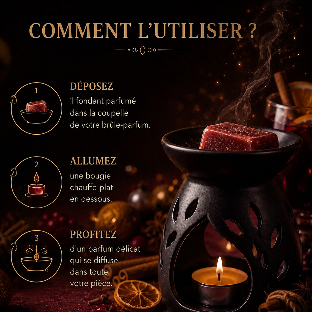 Fondant parfumé Vin chaud Bakonette Bakougie utilisé avec un brûle-parfum