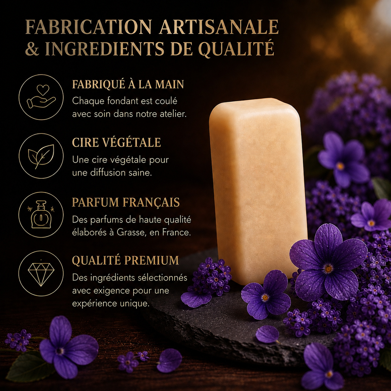 Fondant parfumé Violette Bakonette Bakougie — fabrication artisanale
