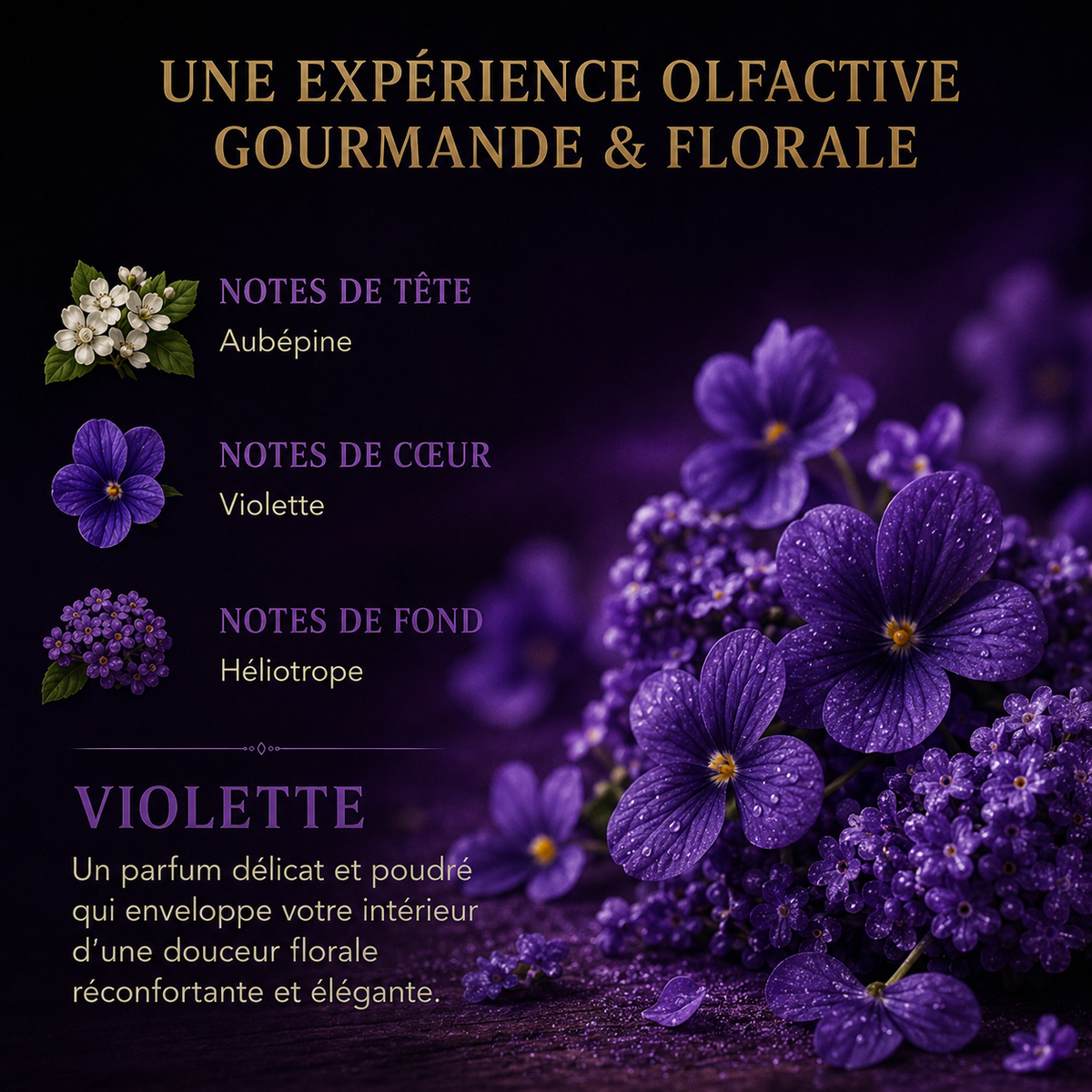 Fondant parfumé Violette Bakonette Bakougie — notes de violette et héliotrope