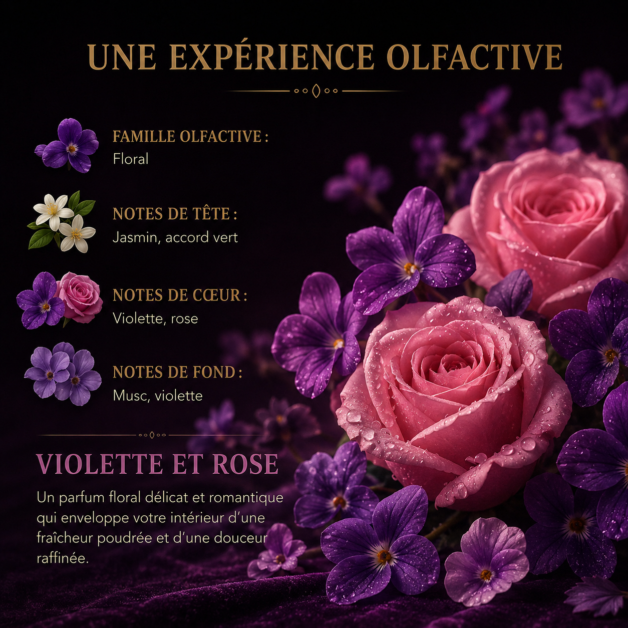 Fondant parfumé Violette et rose Bakonette Bakougie — ambiance florale romantique et zen