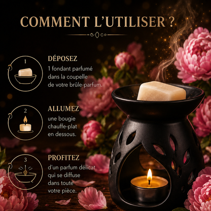 Galet parfumé pivoine musc vanille cire parfumée florale et poudrée pour maison et brûle parfum