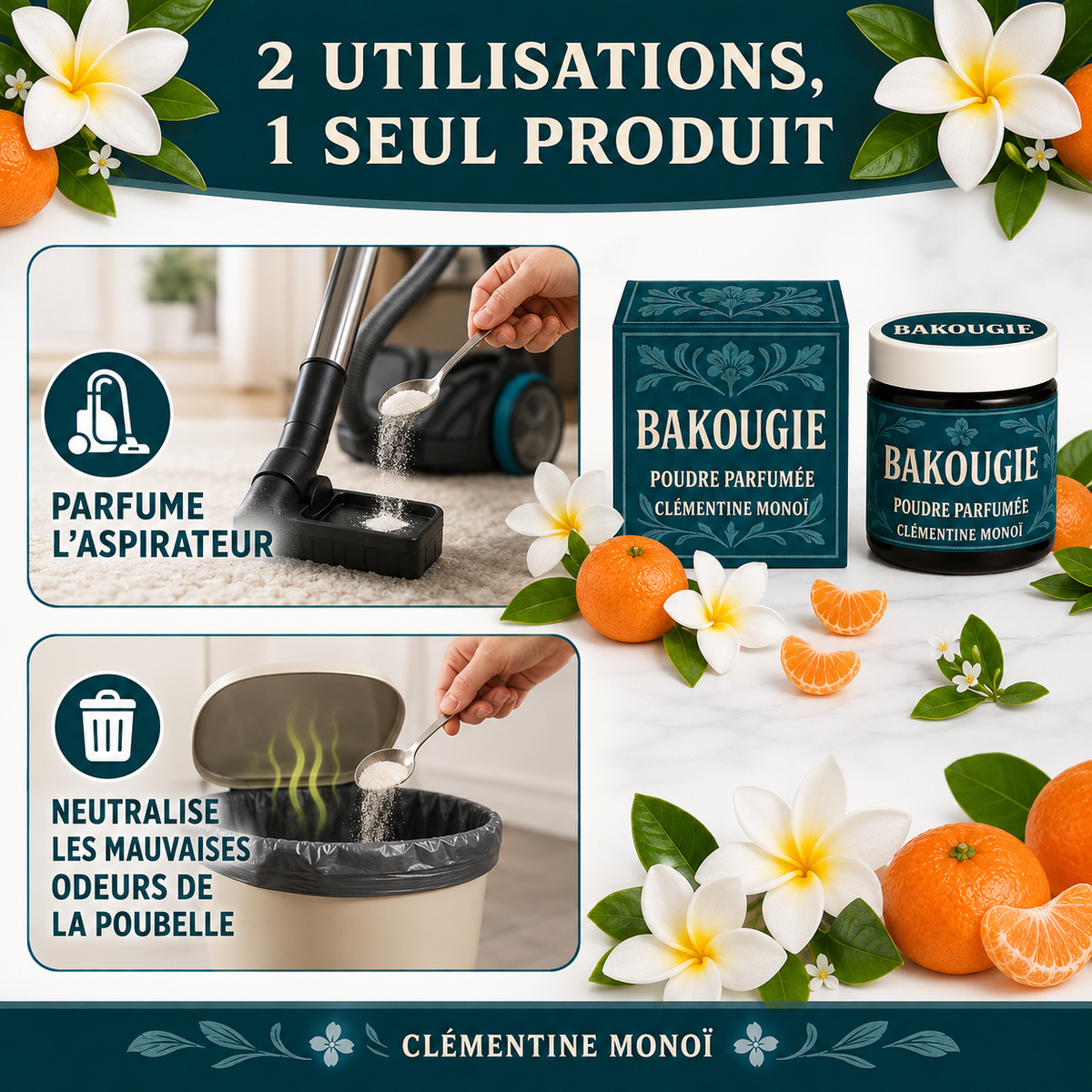 Poudre parfumée Clémentine monoï Bakougie — vue complémentaire 3