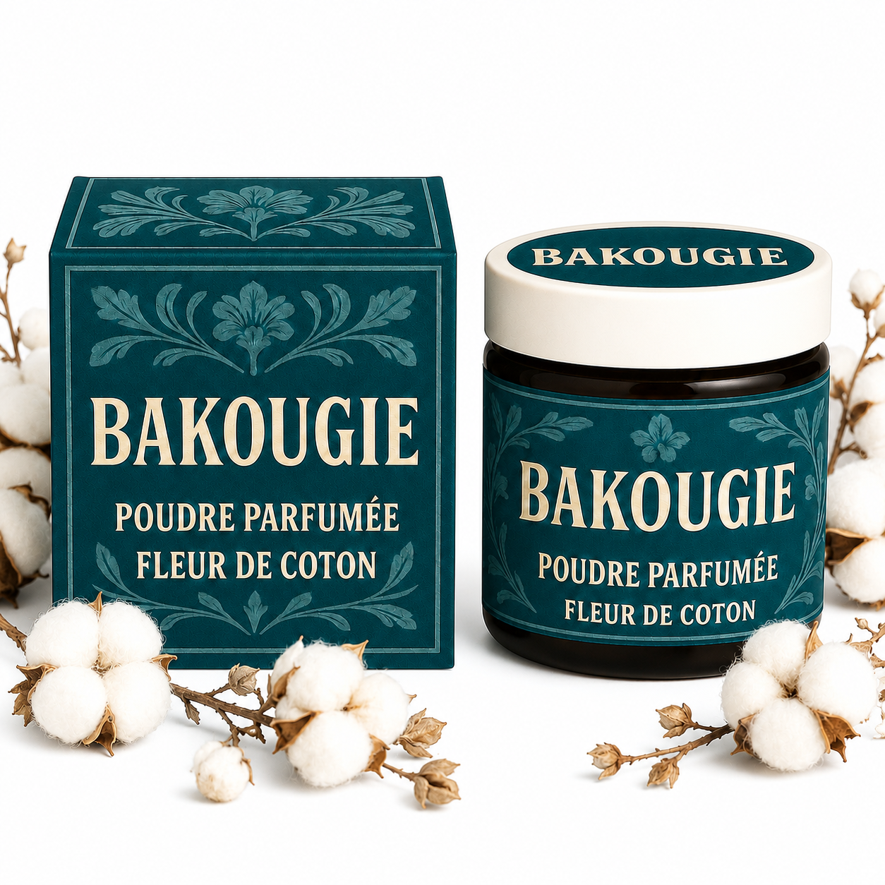 Poudre parfumée Fleur de coton Bakougie pour aspirateur et poubelle