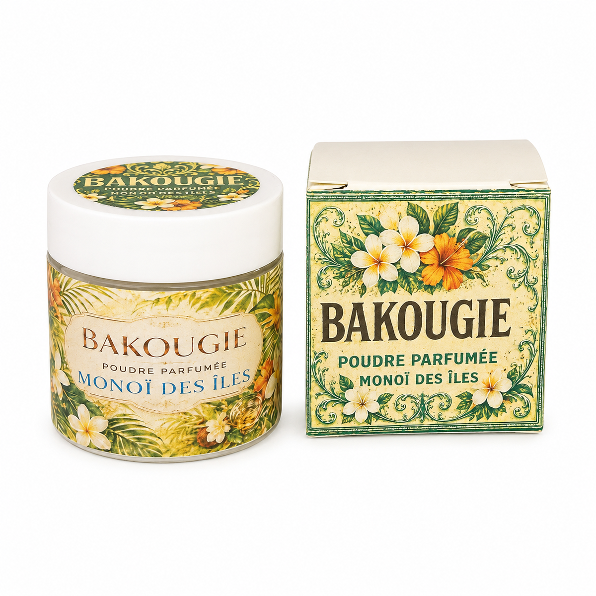 Poudre parfumée Monoï des Îles Bakougie pour aspirateur et poubelle