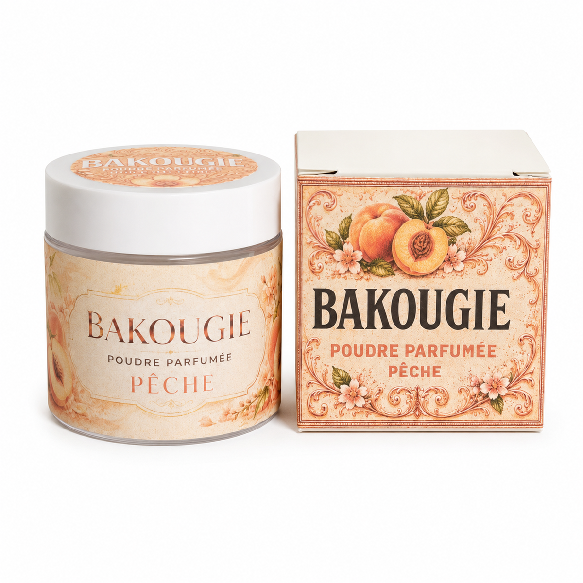Poudre parfumée Pêche Bakougie pour aspirateur et poubelle