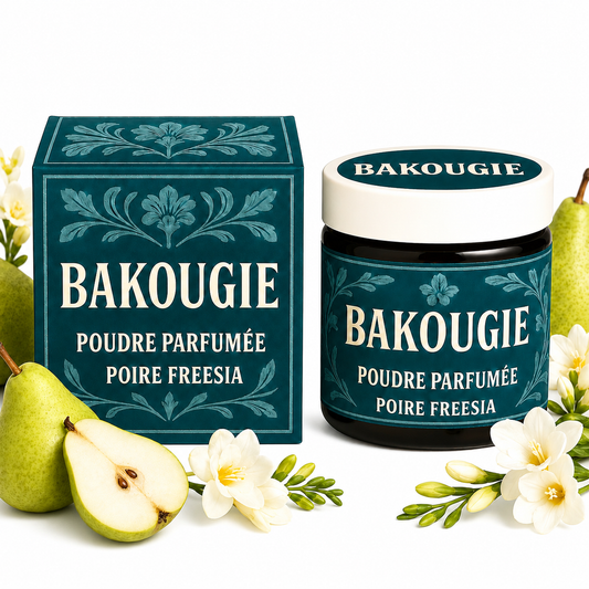 Poudre parfumée Poire freesia Bakougie pour aspirateur et poubelle