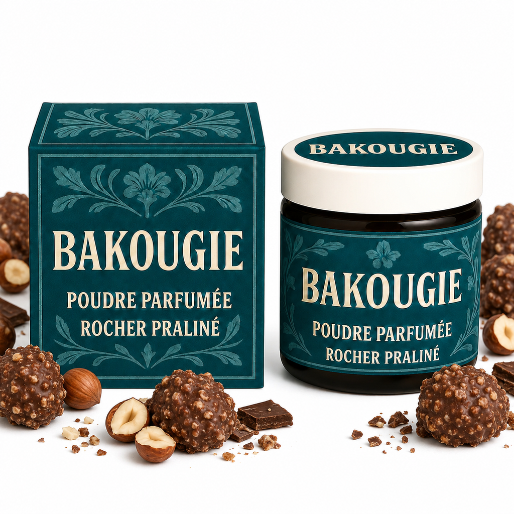 Poudre parfumée Rocher praliné Bakougie pour aspirateur et poubelle