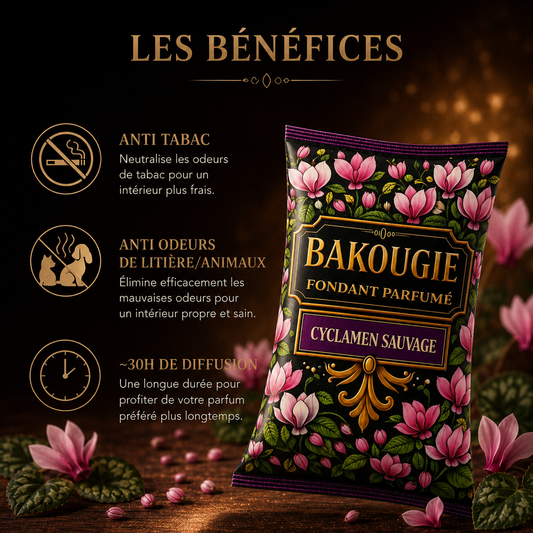 Wax melt cyclamen sauvage parfum floral frais cire parfumée artisanale senteur élégante et raffinée pour intérieur