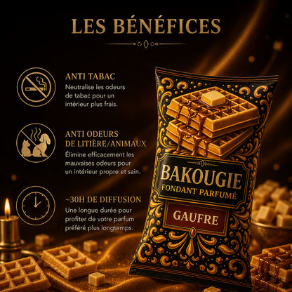 Wax melt gaufre vanille caramel fondant parfumé gourmand senteur pâtisserie cire parfumée artisanale