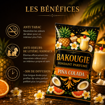 Wax melt Piña Colada parfum ananas noix de coco fondant parfumé artisanal senteur cocktail tropical longue diffusion